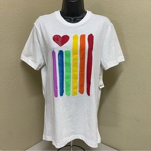 🆕🛍️3/$15🛍️ Pride Rainbow Flag Tee LGBTQ Ladies M NWT